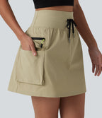 Jupe mini de randonnée 2 en 1 taille haute avec cordon de serrage et poches