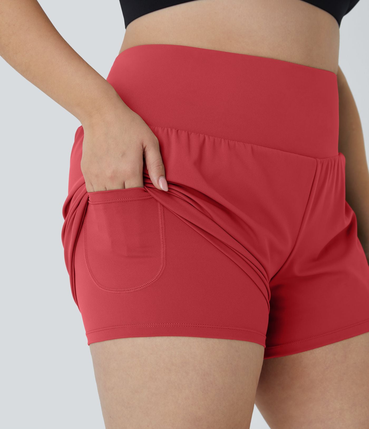 Short 8,8cm Sport Grande Taille 2 en 1 avec Poches Arrière et Poches Latérales Cachées