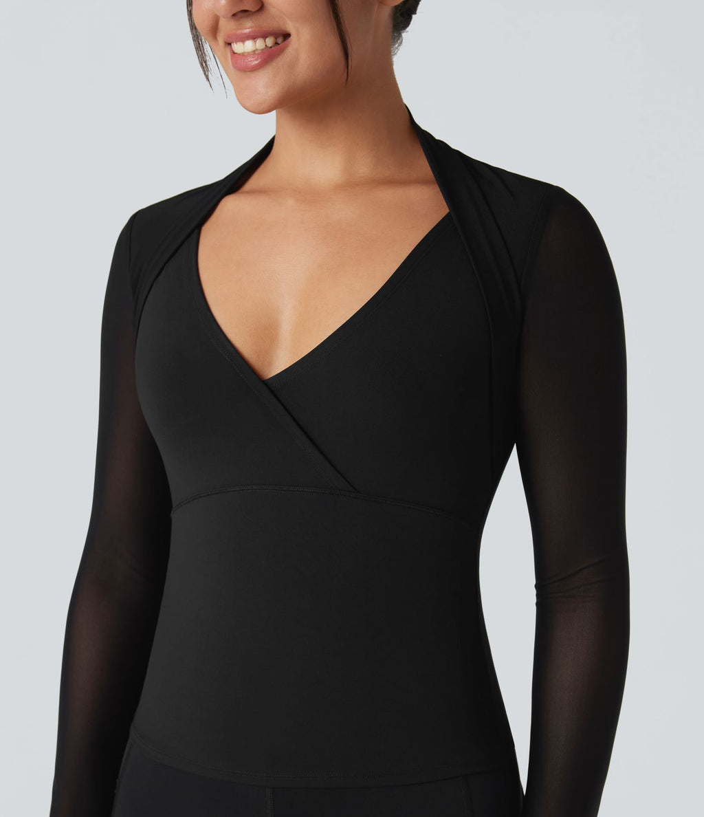 Top de sport yoga SoftlyZero™ Plush 2-en-1 mesh contrastant avec trous pouces