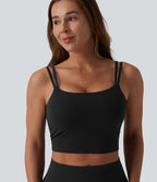 Débardeur de yoga cropped Halara UltraSculpt™ à doubles bretelles dos torsadé ouvert avec soutien-gorge intégré – Bonnets E-G