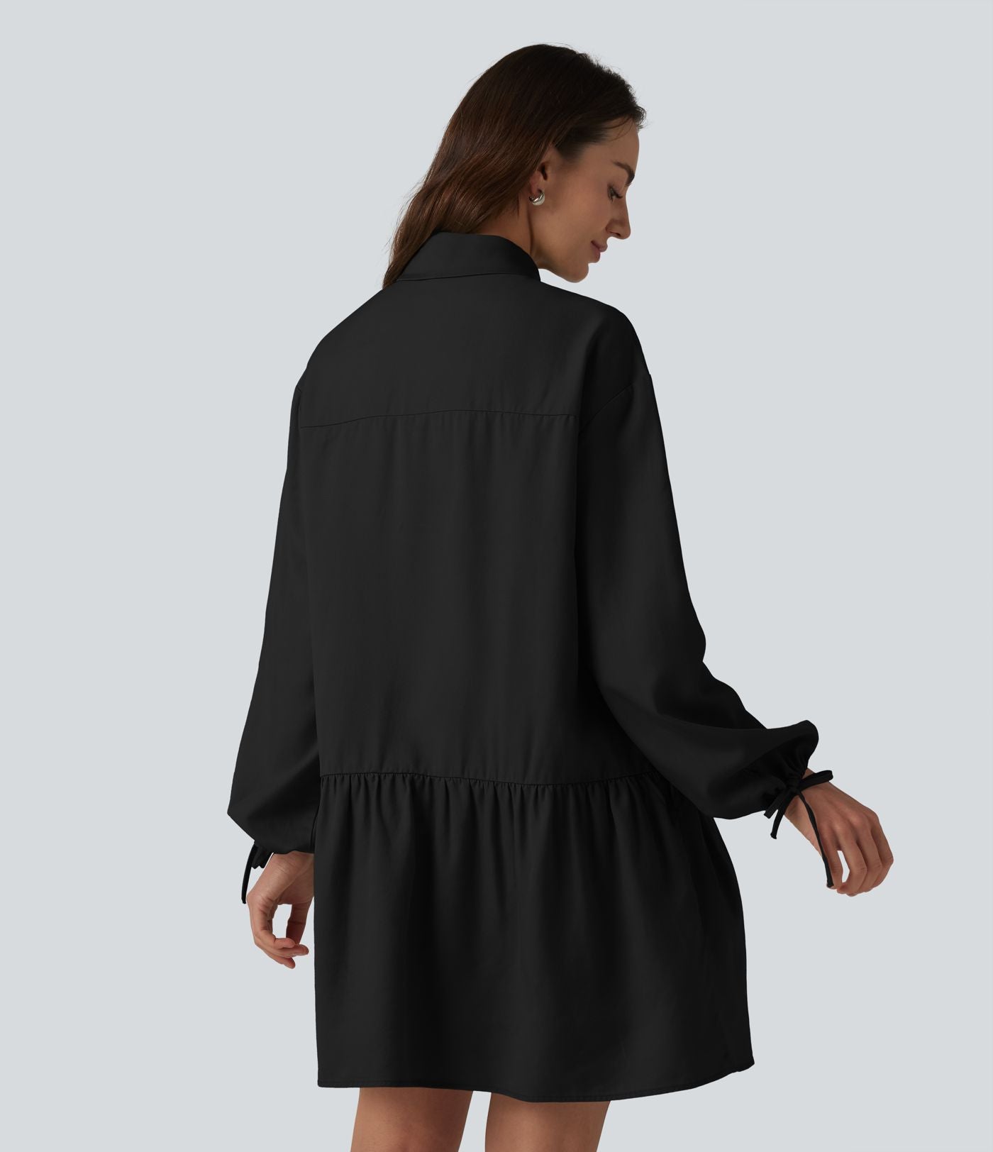 Robe chemise mini à manches longues avec poches