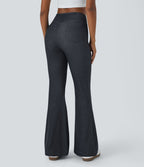 Halara Flex™ Jean Évasé Casual en Tricot Stretch Taille Haute avec Dos Croisé et Poches