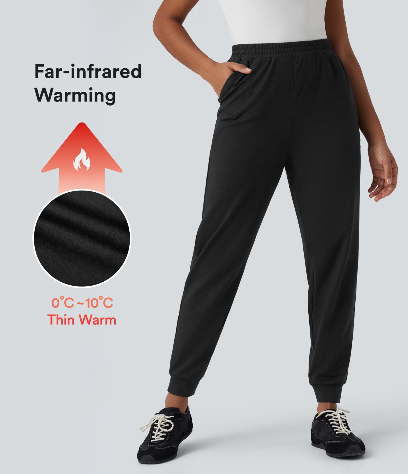 Jogging décontracté  thermique taille haute séchage rapide avec poches-UPF40+