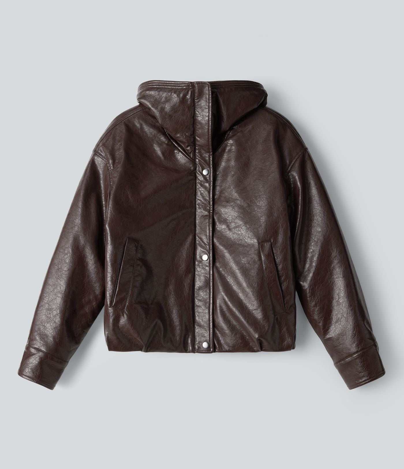 Veste casual en simili cuir à col en fausse fourrure et fermeture éclair avec poches