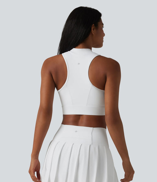 Brassière de sport yoga SoftlyZero™ Airy dos nageur col cheminée mesh contrastant coques non amovibles effet frais InstantCool, protection solaire UPF50+