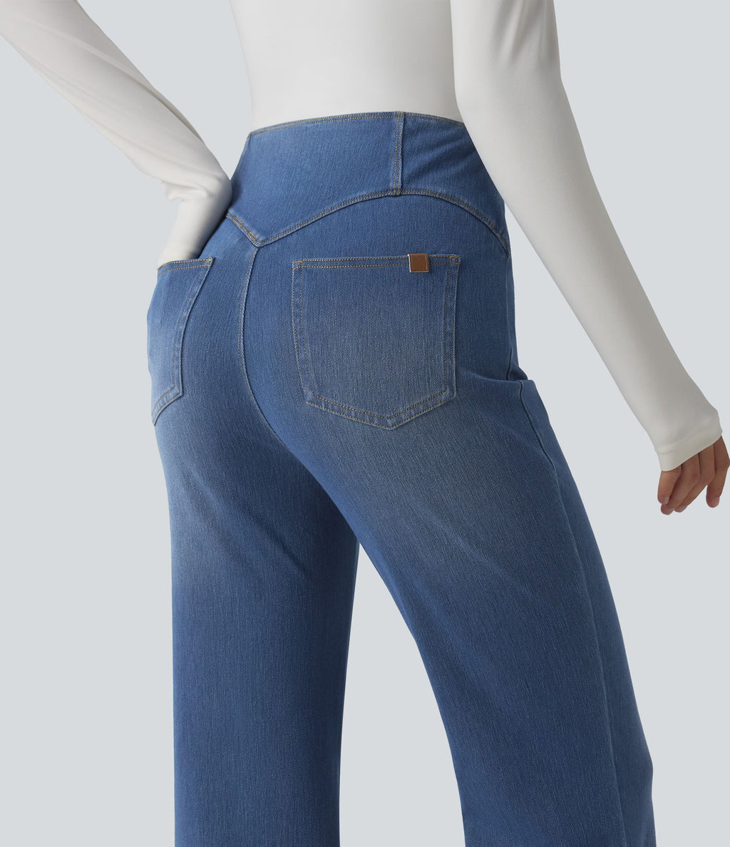Halara Flex™ Jean évasé casual taille haute ventre plat avec poches