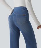 Halara Flex™ Jean évasé casual taille haute ventre plat avec poches