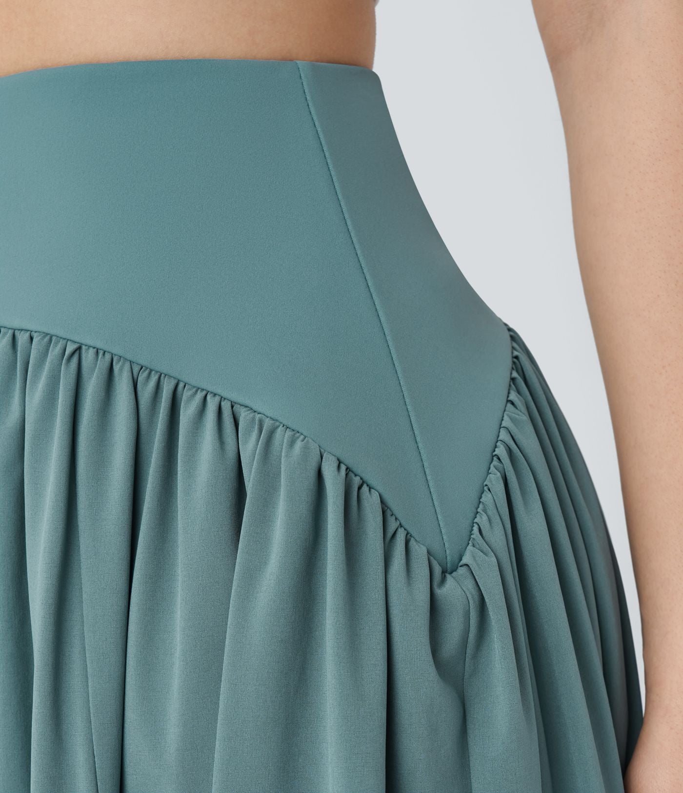 Breezeful™ Jupe de Vacances Midi Fluide à Taille Haute Plissée Fendue et à Séchage Rapide