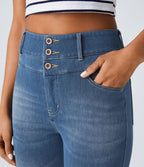 Halara Flex™ Jean skinny Casual Taille Haute Fermeture Éclair Boutonnés Plusieurs Poches Tricot Extensible