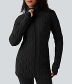 Veste matelassée de sport PuffFlex à col montant, manches longues, fermeture éclair avec passe-pouces et poches