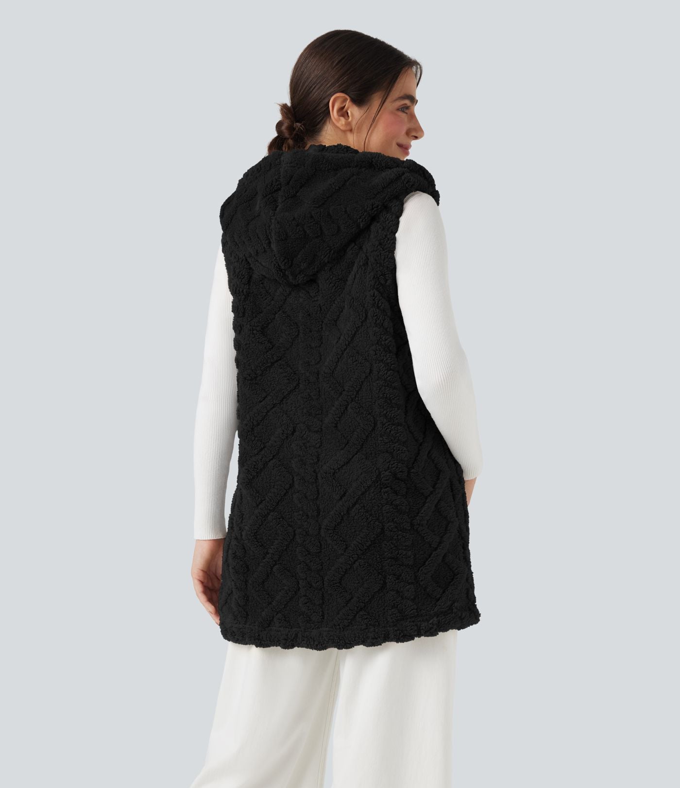 Gilet sherpa à capuche