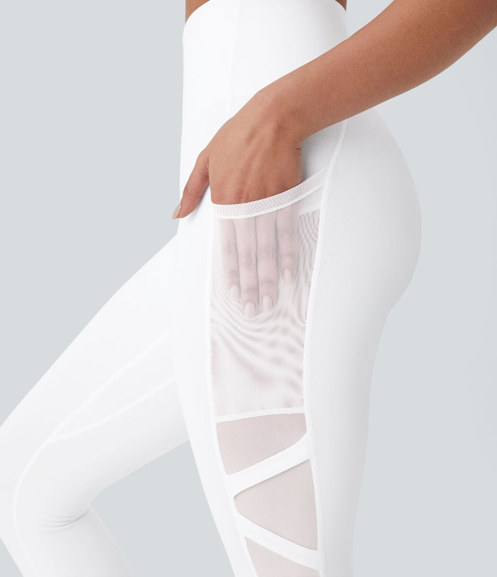 Legging de yoga 7/8 SpeedWave™ taille haute avec poches latérales et empiècements en mesh contrastés à séchage rapide