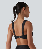Haut de bikini push-up à encolure carrée rayé et pailleté
