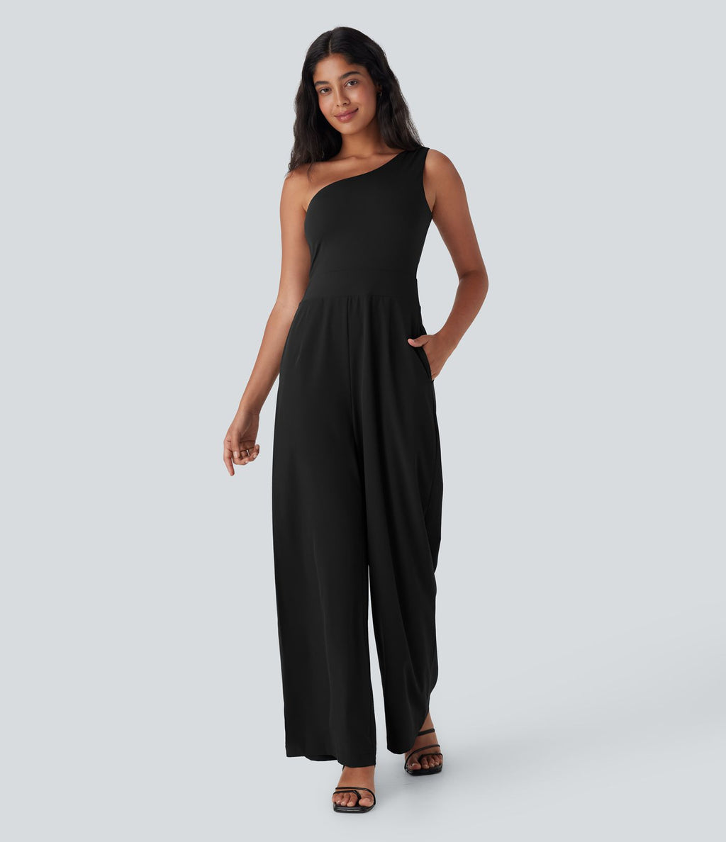 Combinaison de soirée Breezeful™ asymétrique dos nu séchage rapide avec poches latérales