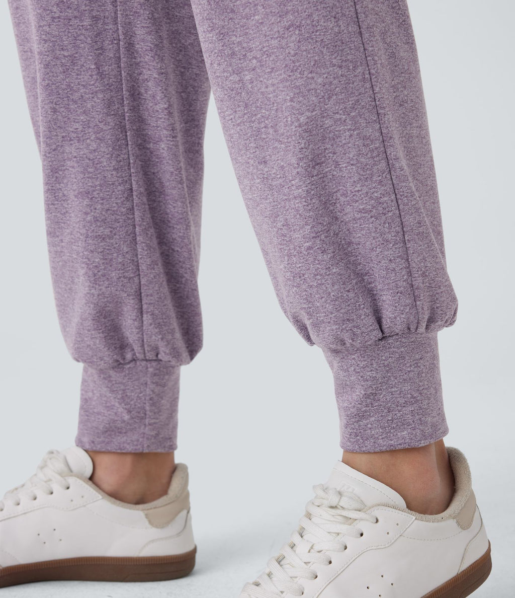 Pantalon jogging décontracté taille haute avec poches latérales