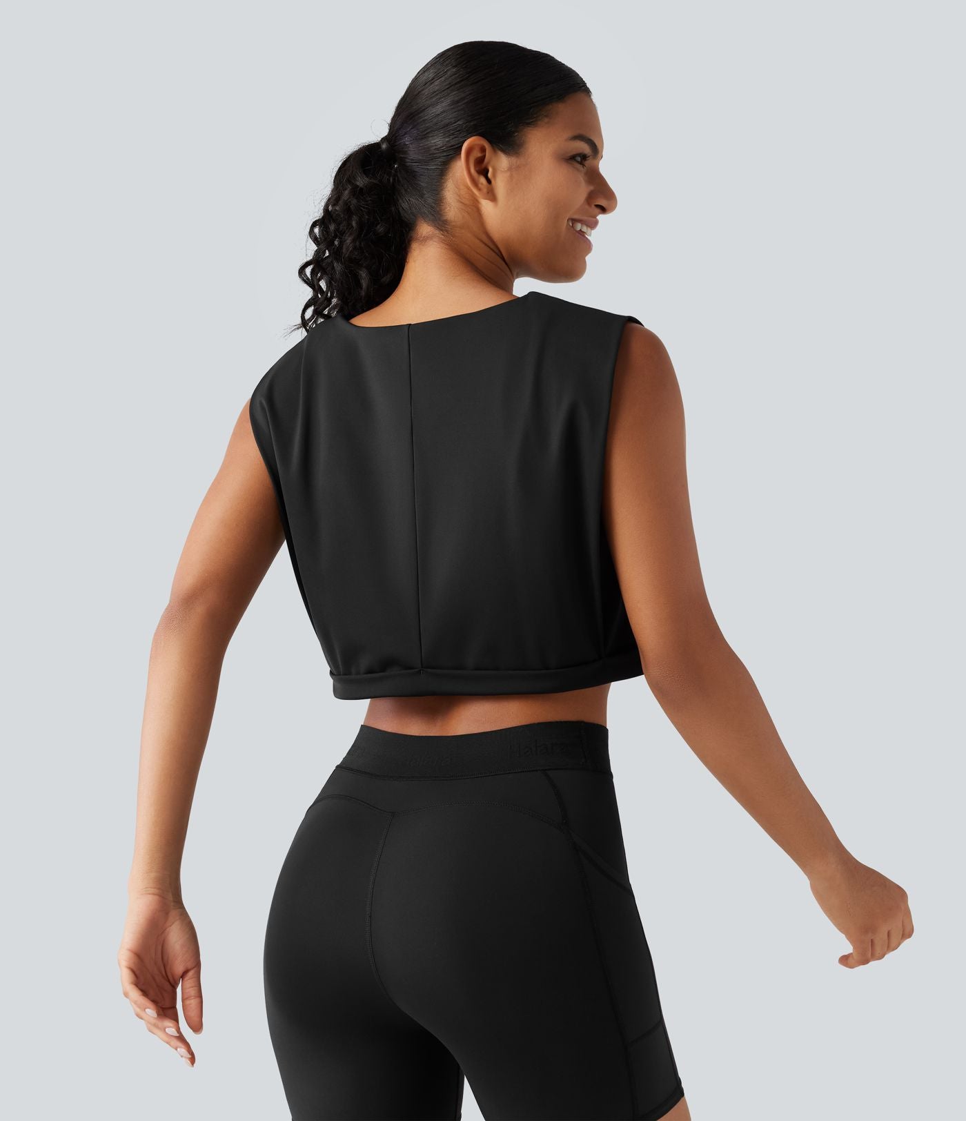 Débardeur yoga crop top SoftlyZero™ Airy col V toucher frais, protection solaire UPF50+