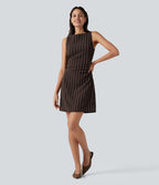 Robe casual mini rayée sans manches à col bateau avec poches
