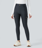 Legging 7/8 brillant taille haute avec poches