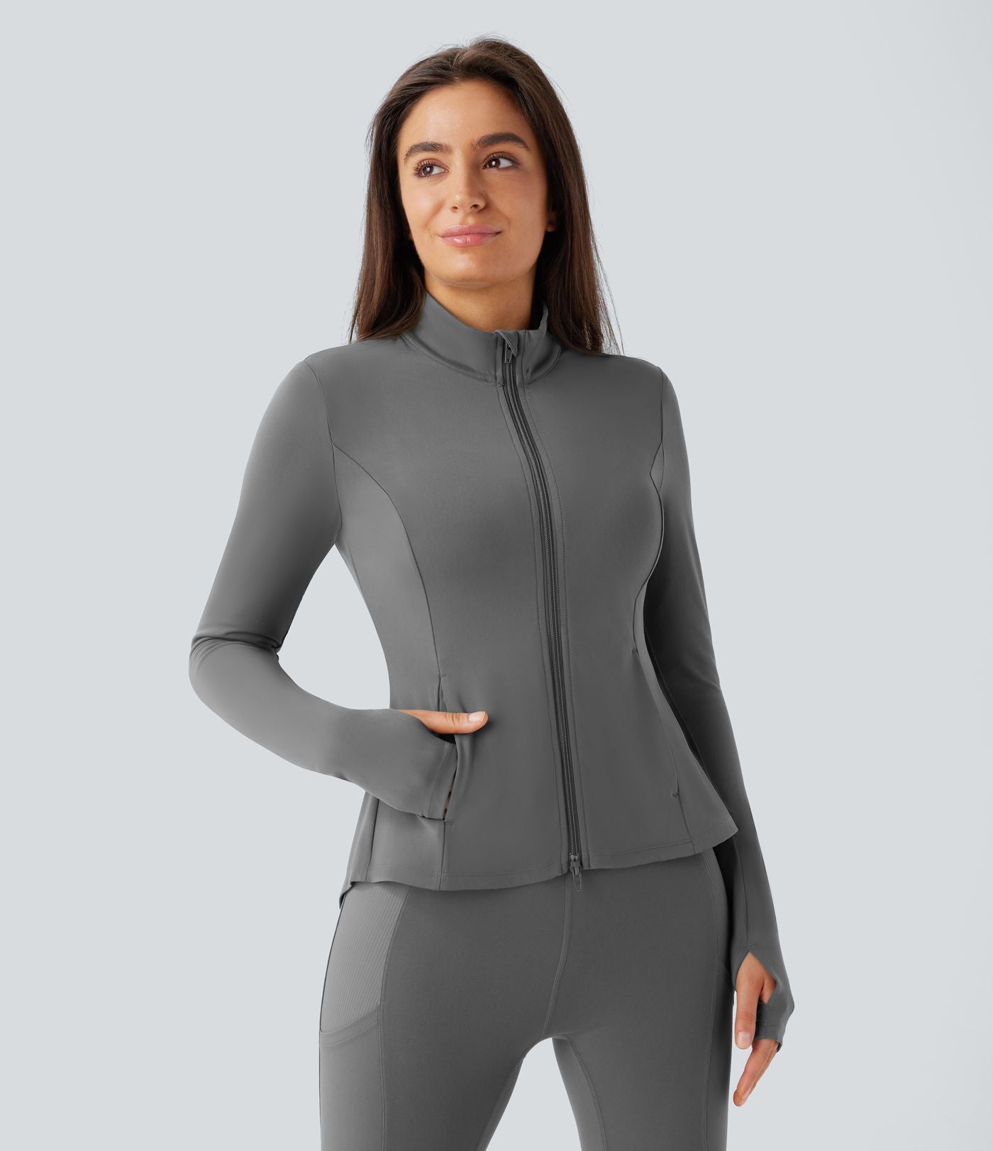 Veste d'équitation ajustée Softlyzero™ avec col montant, passe-pouces, poches, plis et fermeture éclair - Protection UPF50+
