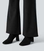 Pantalon tailleur évasé taille haute avec poches