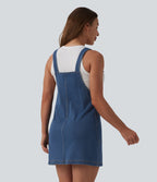 Halara Flex™ Robe courte en denim encolure carrée avec poches