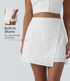 Jupe mini évasée 2-en-1 taille haute broderie style vacances