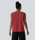 Blouse esprit bureau oversize défroissage facile, sans manches et col V