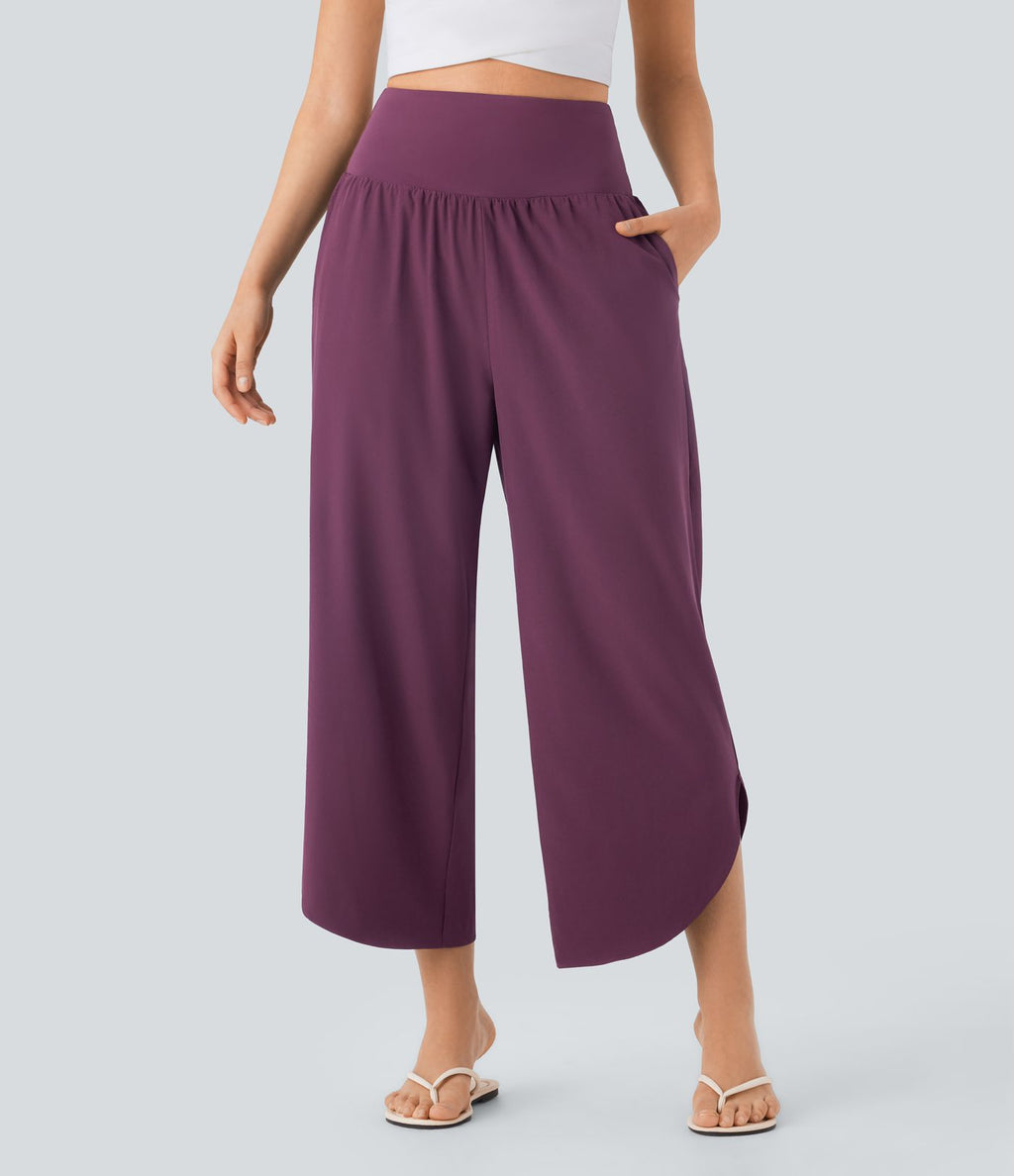 Pantalon fluide resort Breezeful™ à séchage rapide, coupe fendue et effet ventre plat
