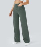 Pantalon taille haute coupe droite DayStretch avec poches