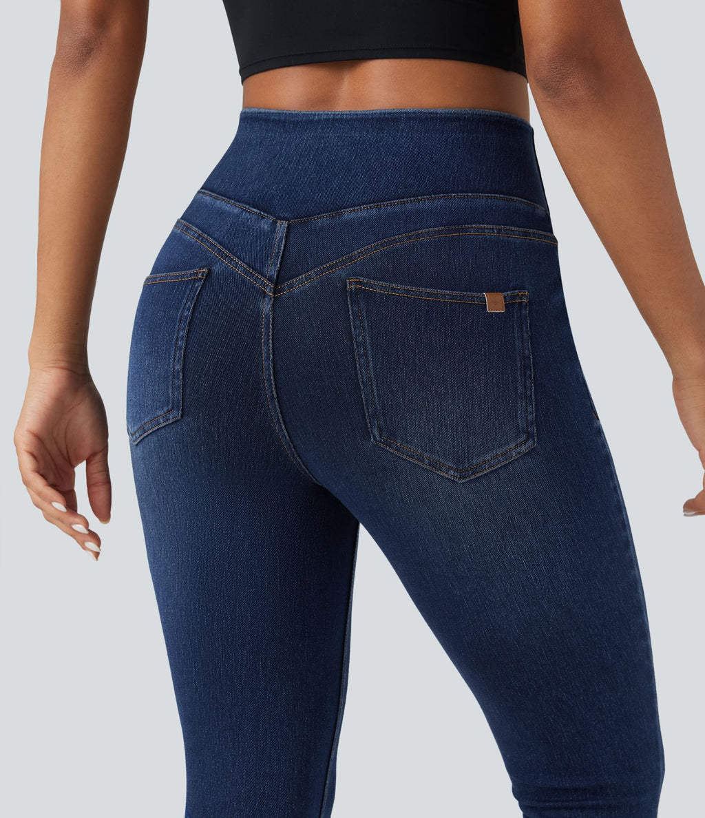 Legging 7/8 skinny en denim Halara Flex™ taille haute gainant avec poches