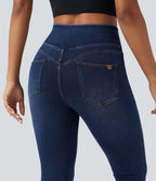 Legging 7/8 skinny en denim Halara Flex™ taille haute gainant avec poches