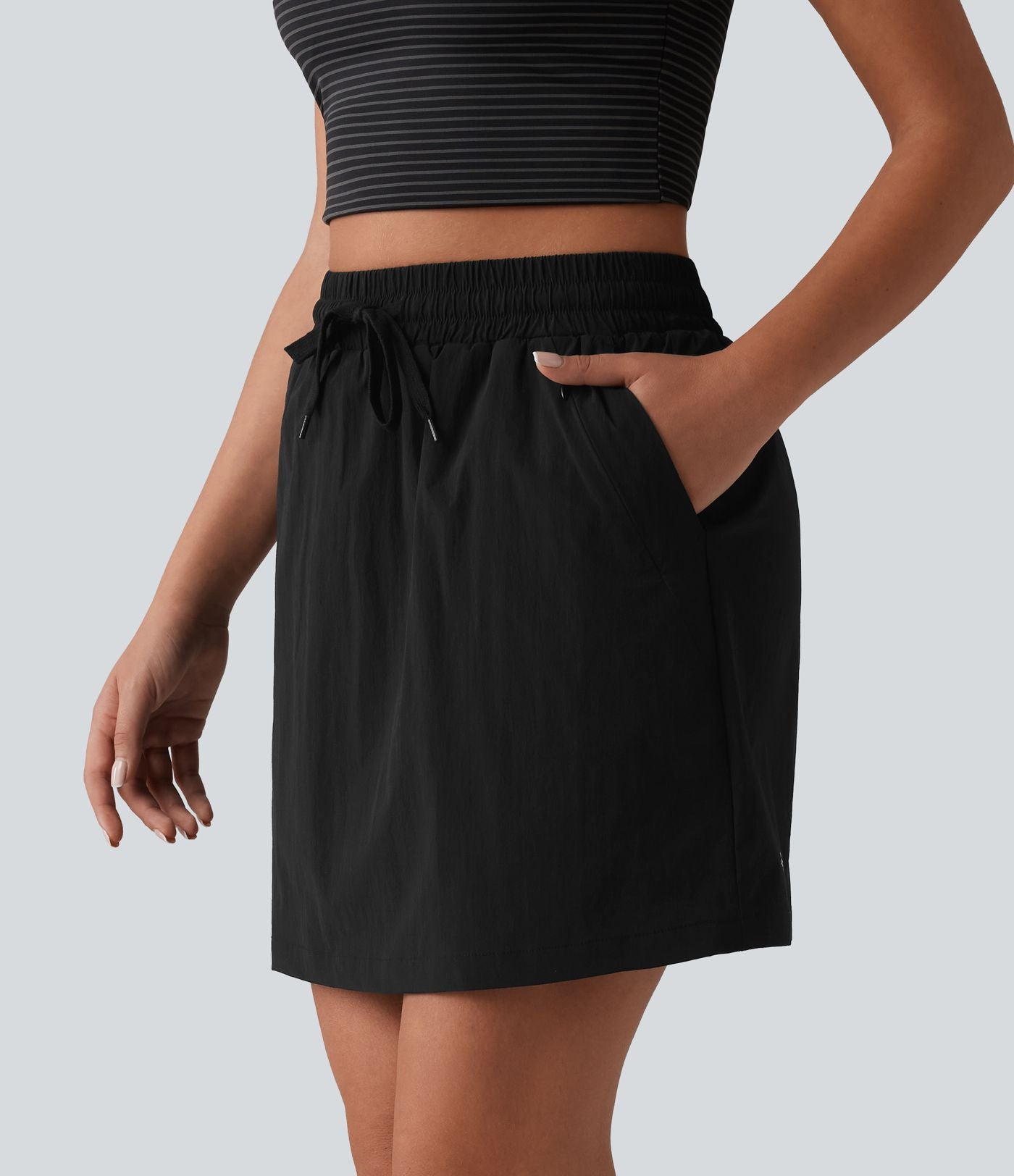 Jupe de randonnée 2 en 1 taille haute avec cordon de serrage et poches