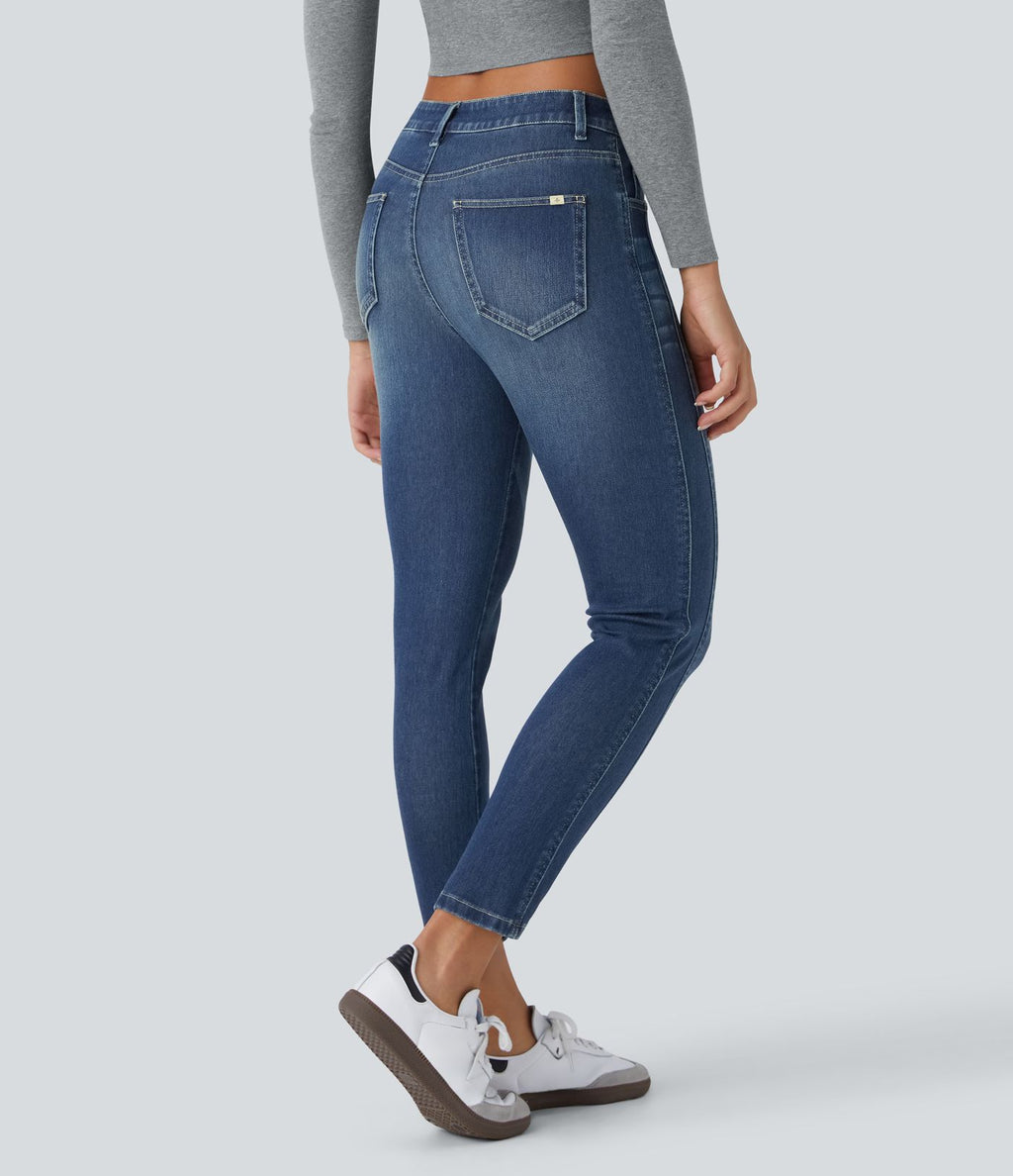 Jean skinny 7/8 décontracté taille basse Halara Flex™ avec poches zippées