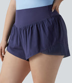Short de yoga grande taille Breezeful™ à taille haute, ourlet croisé, séchage rapide et poche