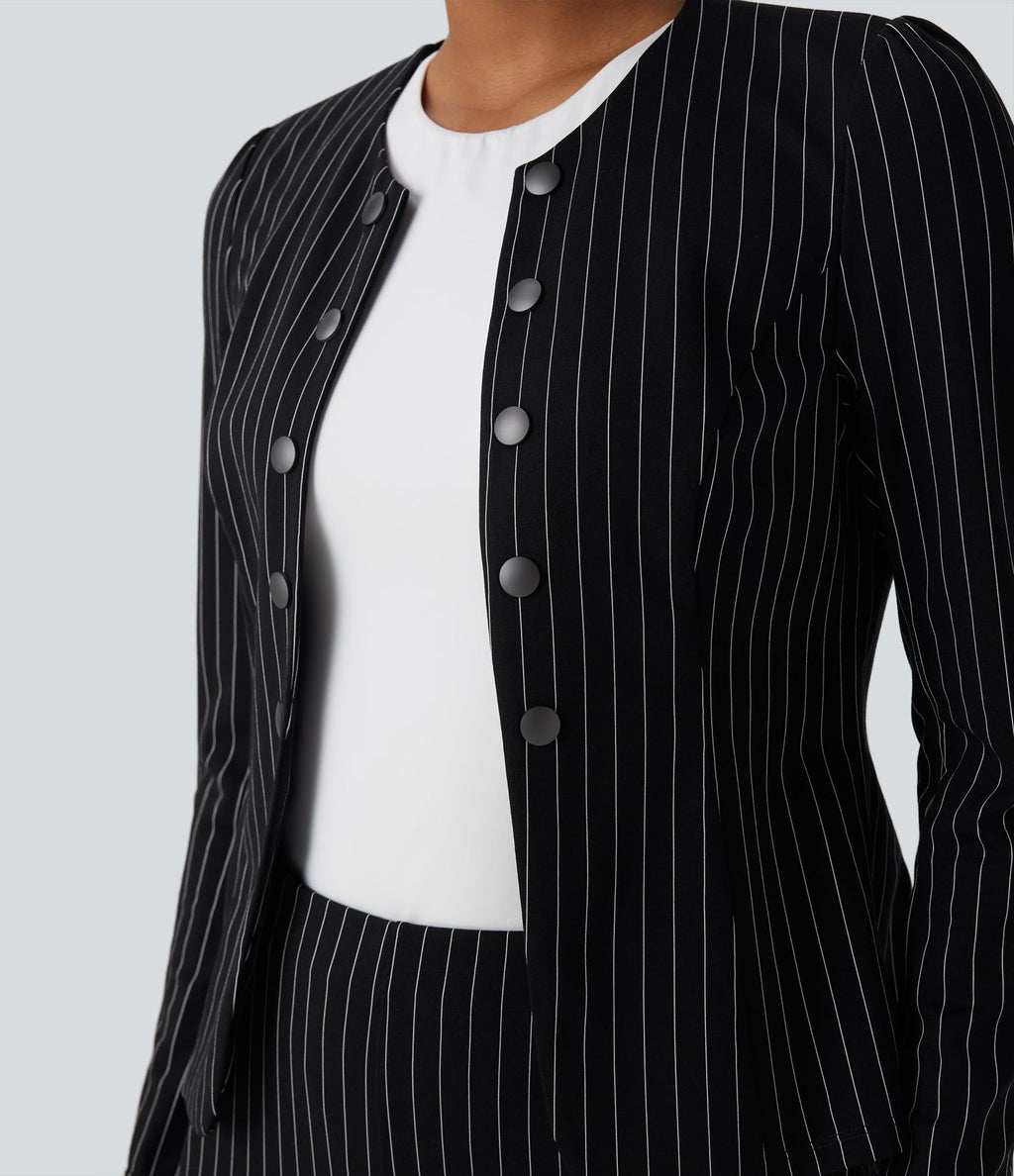 Blazer travail ouvert col rond manches longues