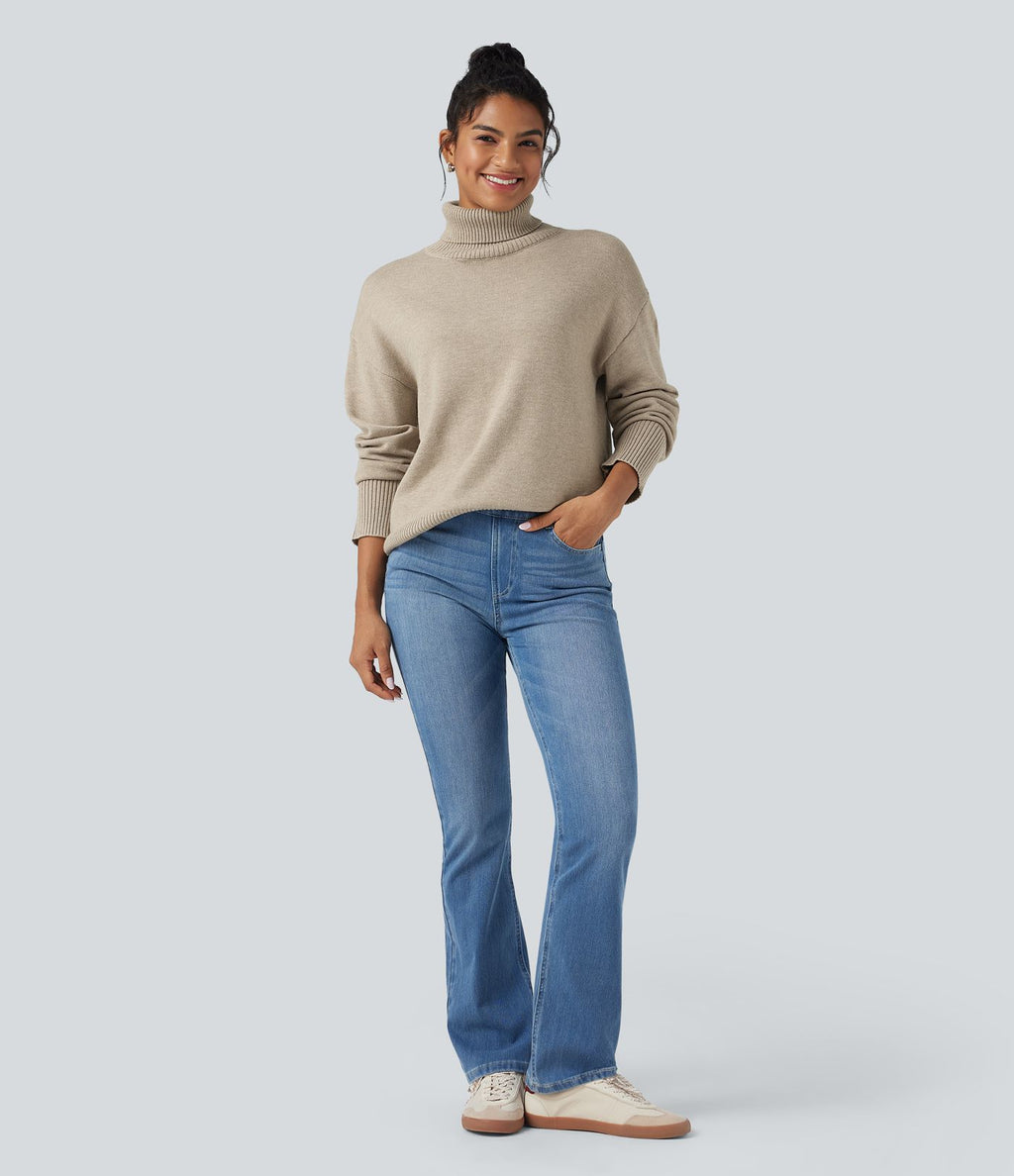 Pull laine col montant manches longues