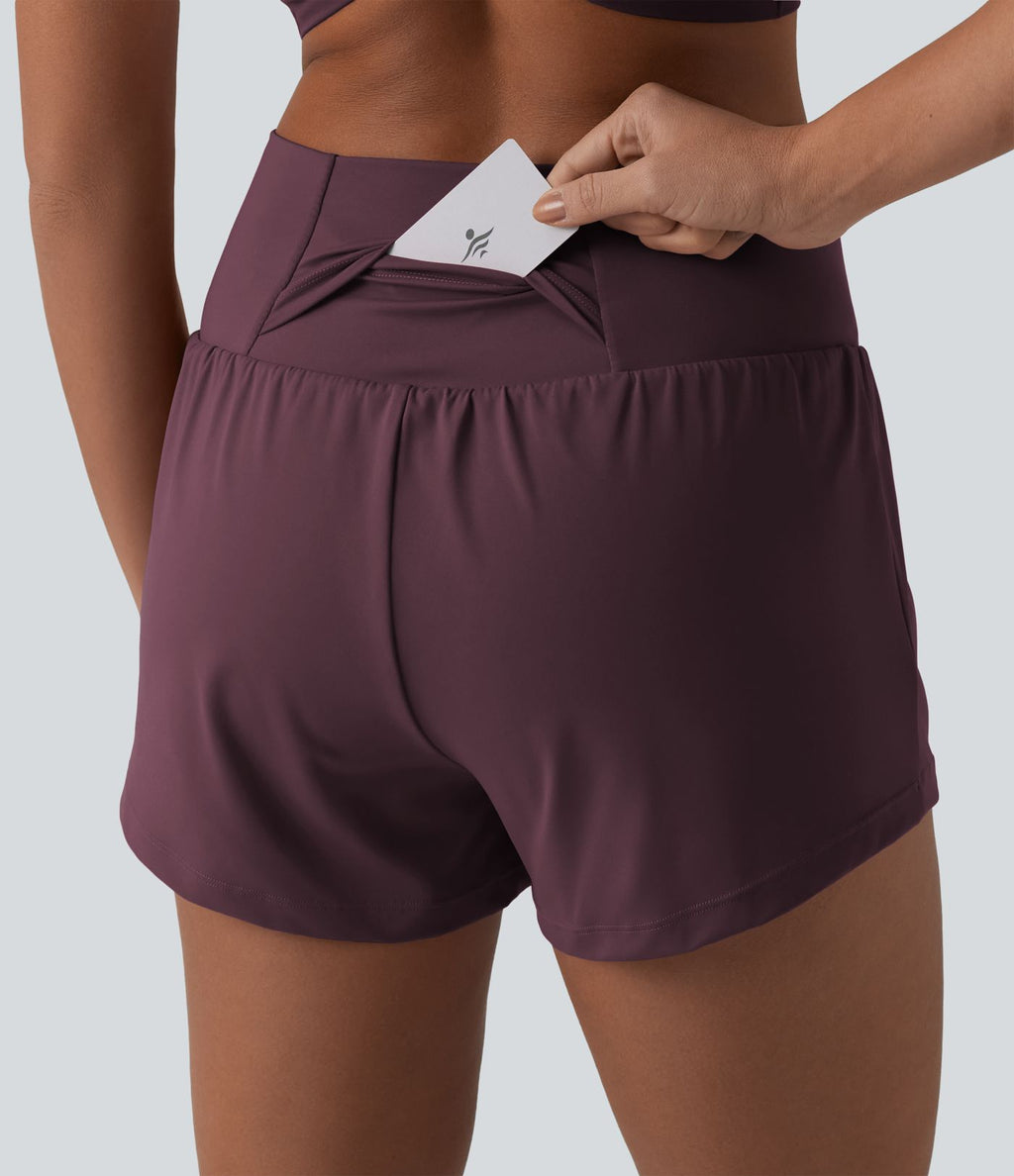 Short de yoga 2-en-1 SoftlyZero™ Airy croisé taille haute 7,5 cm effet frais InstantCool avec poches
