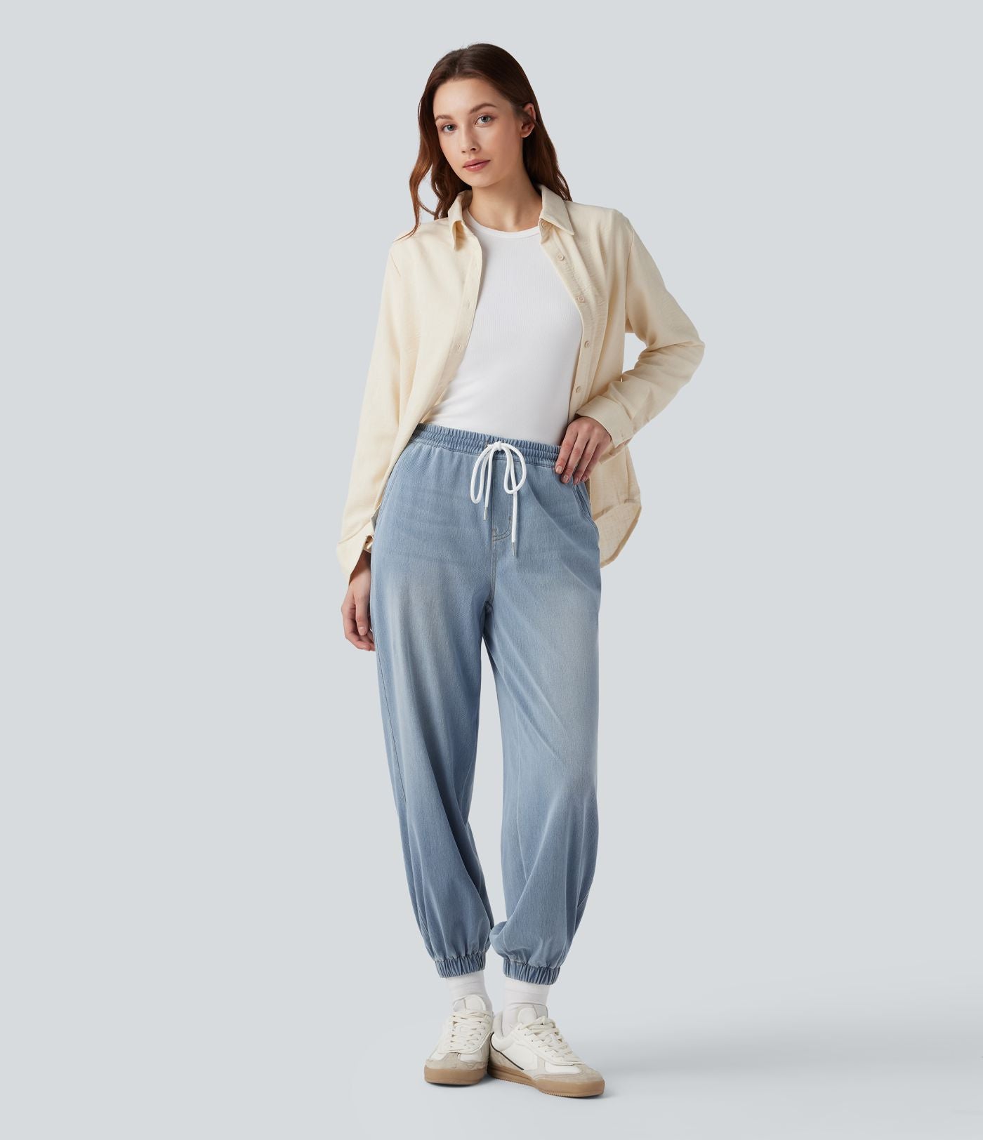 Jean décontracté Halara Flex™ taille mi-haute avec cordon de serrage et pochesns