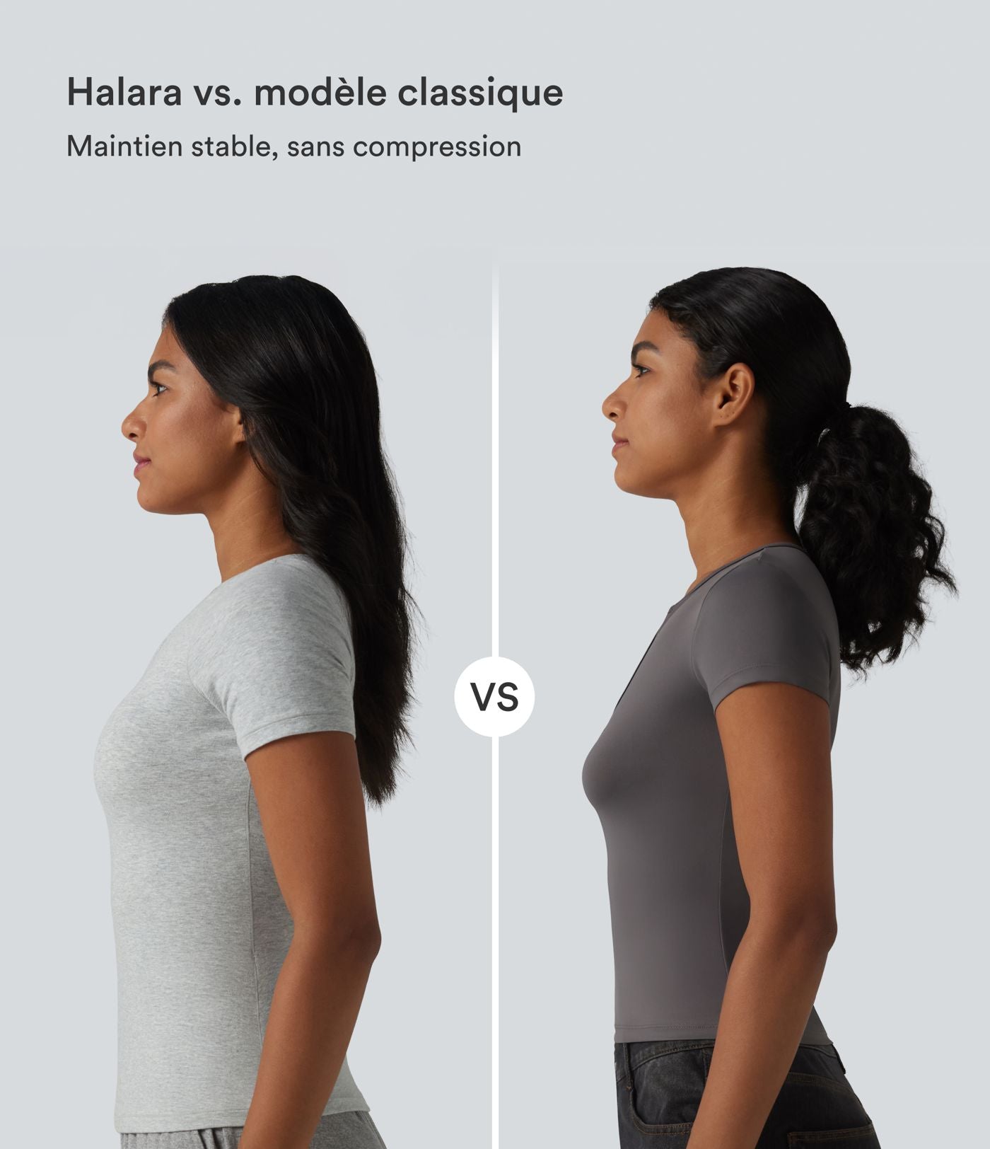 Halara T-shirt décontracté en jersey de coton, col V, manches courtes, brassière intégrée, bonnets B-DD