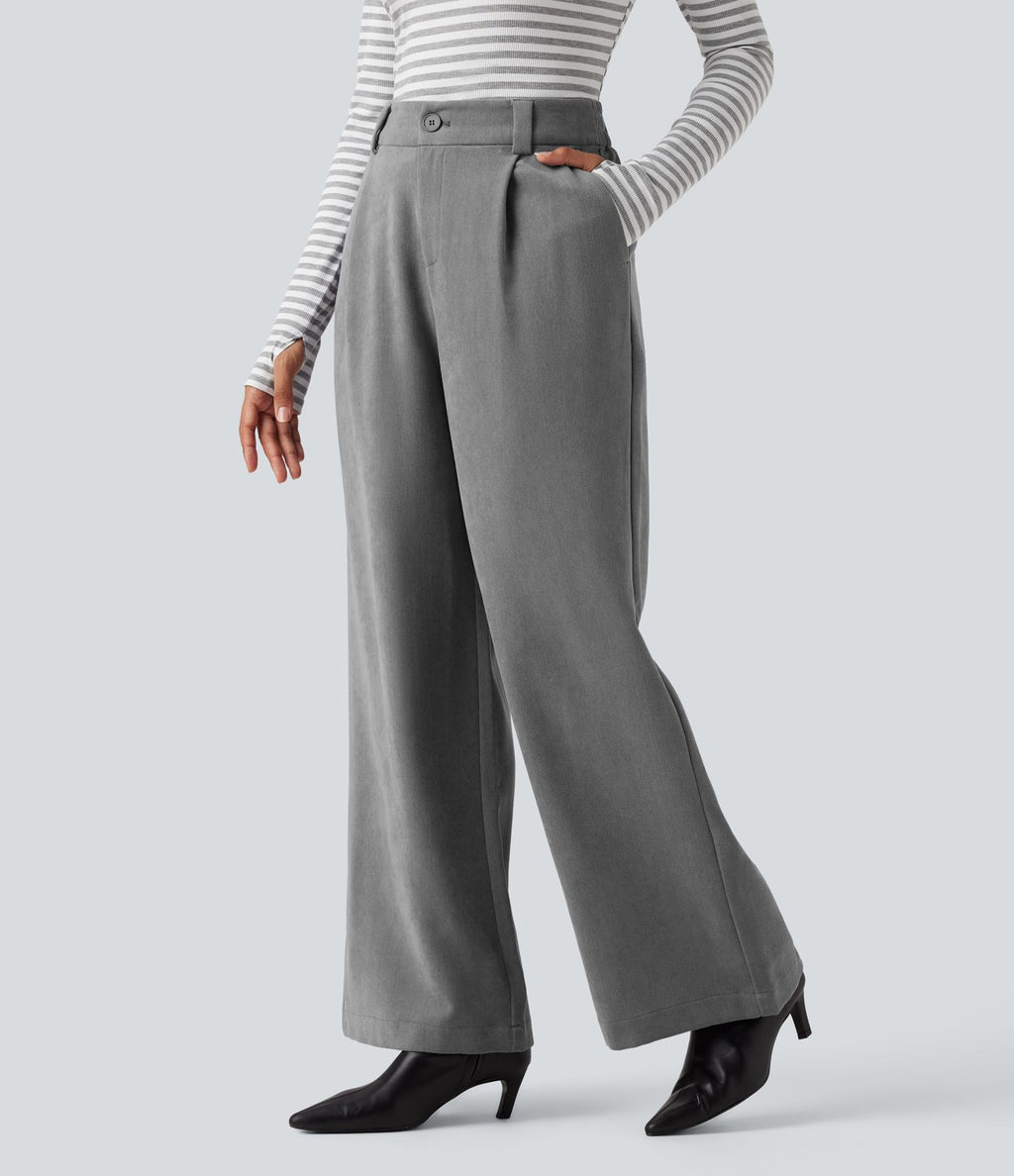 Pantalon tailleur baggy taille haute avec poches
