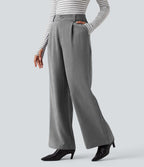 Pantalon tailleur baggy taille haute avec poches