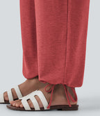 Pantalon de jogging décontracté à taille haute croisée avec poches latérales et cordon de serrage