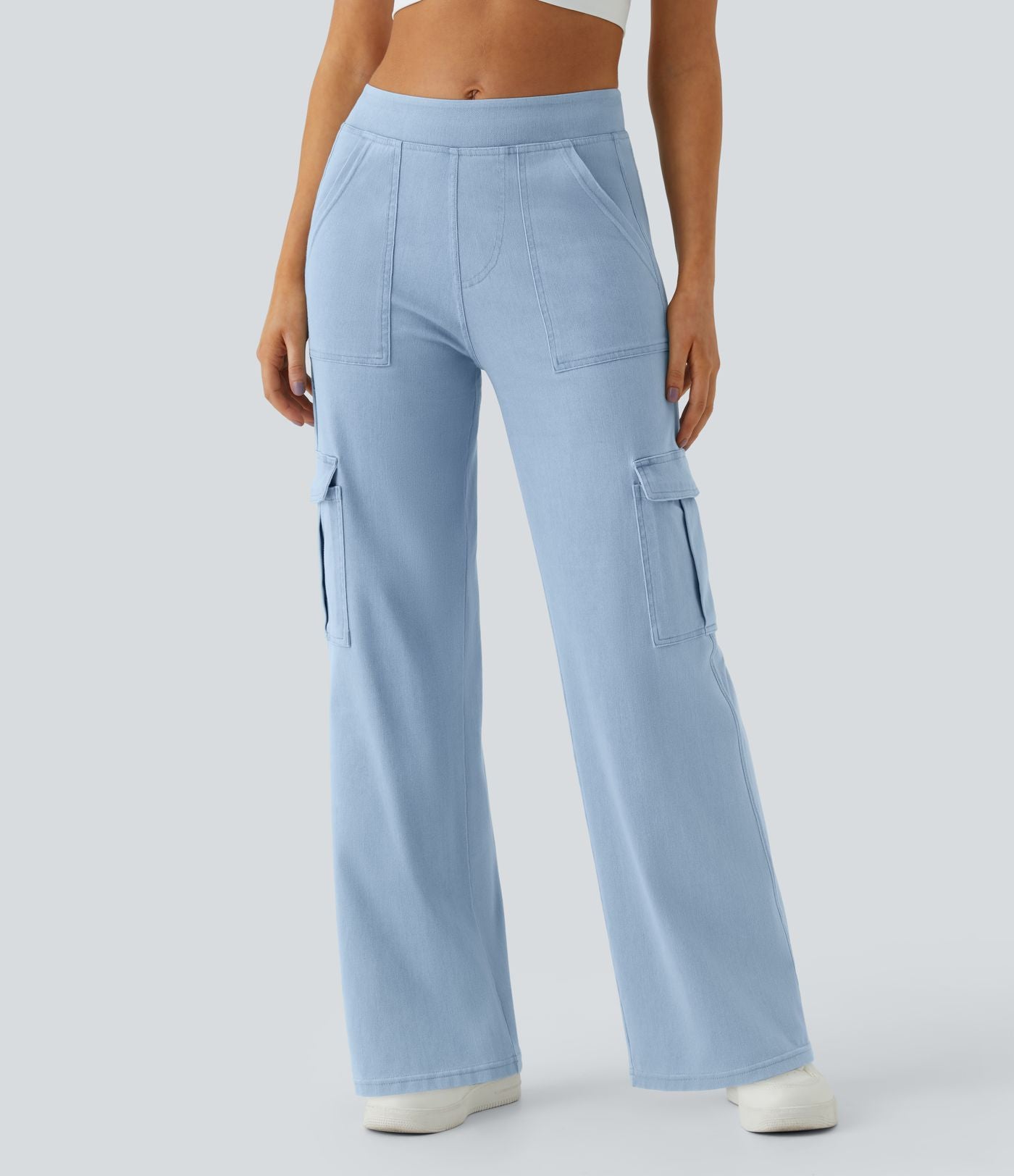 Halara Flex™ Taille Mi-Haute Multiples Poches Jambe Droite Jean Cargo Décontracté Extensible