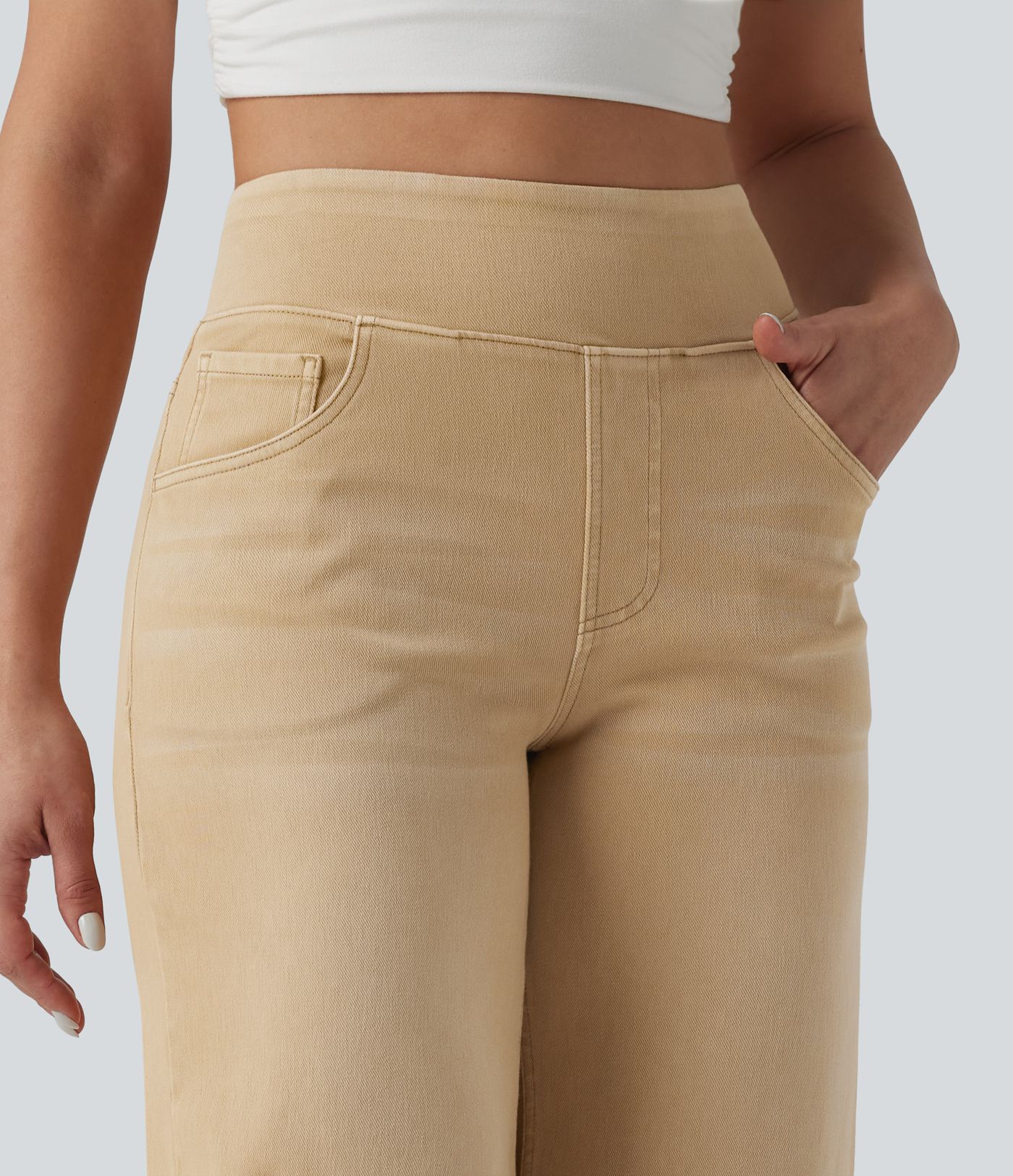 Halara Flex™ Jean large coloré délavé taille haute avec poches