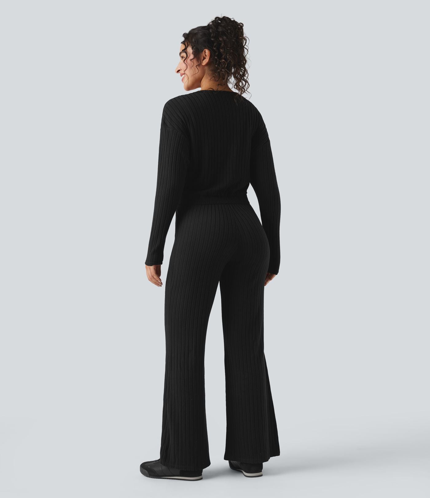 Combinaison casual côtelée maille col V manches longues - Easy Peasy