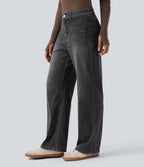 Halara Flex™ Jean coupe droite décontracté taille mi-haute avec poches