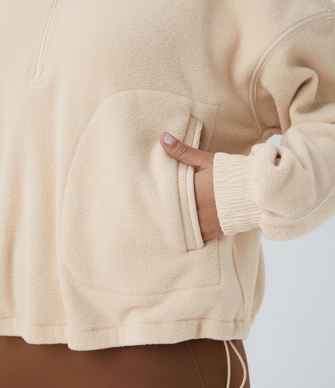 Sweat-shirt de randonnée en polaire avec col et demi-zip