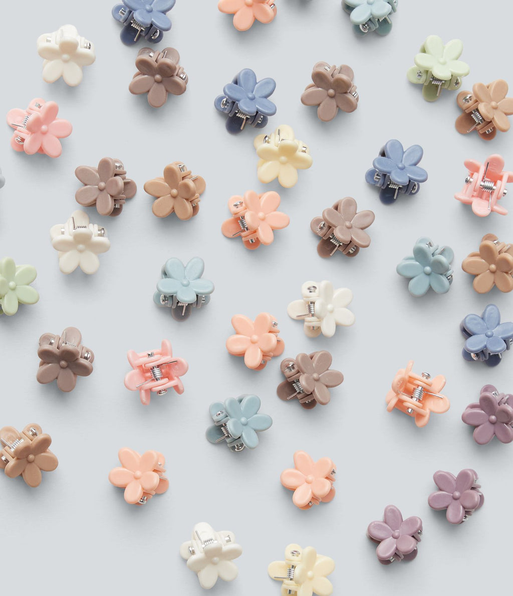 Mini pinces à cheveux fleuries - lot de 40