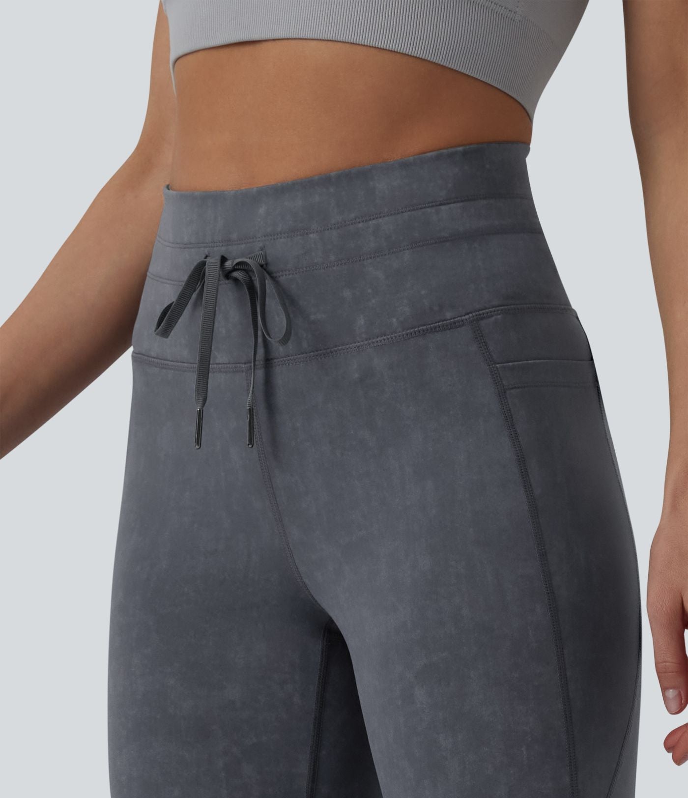 Legging casual 7/8 taille haute avec cordon de serrage et poches