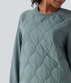 Sweat-shirt de sport matelassé camping à col rond et manches longues